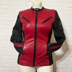 MOSCHINO CHEAP & CHIC lamb leather moto/biker jacket size 42 Italy Size 6 US